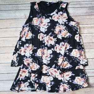 Black floral tiered tunic